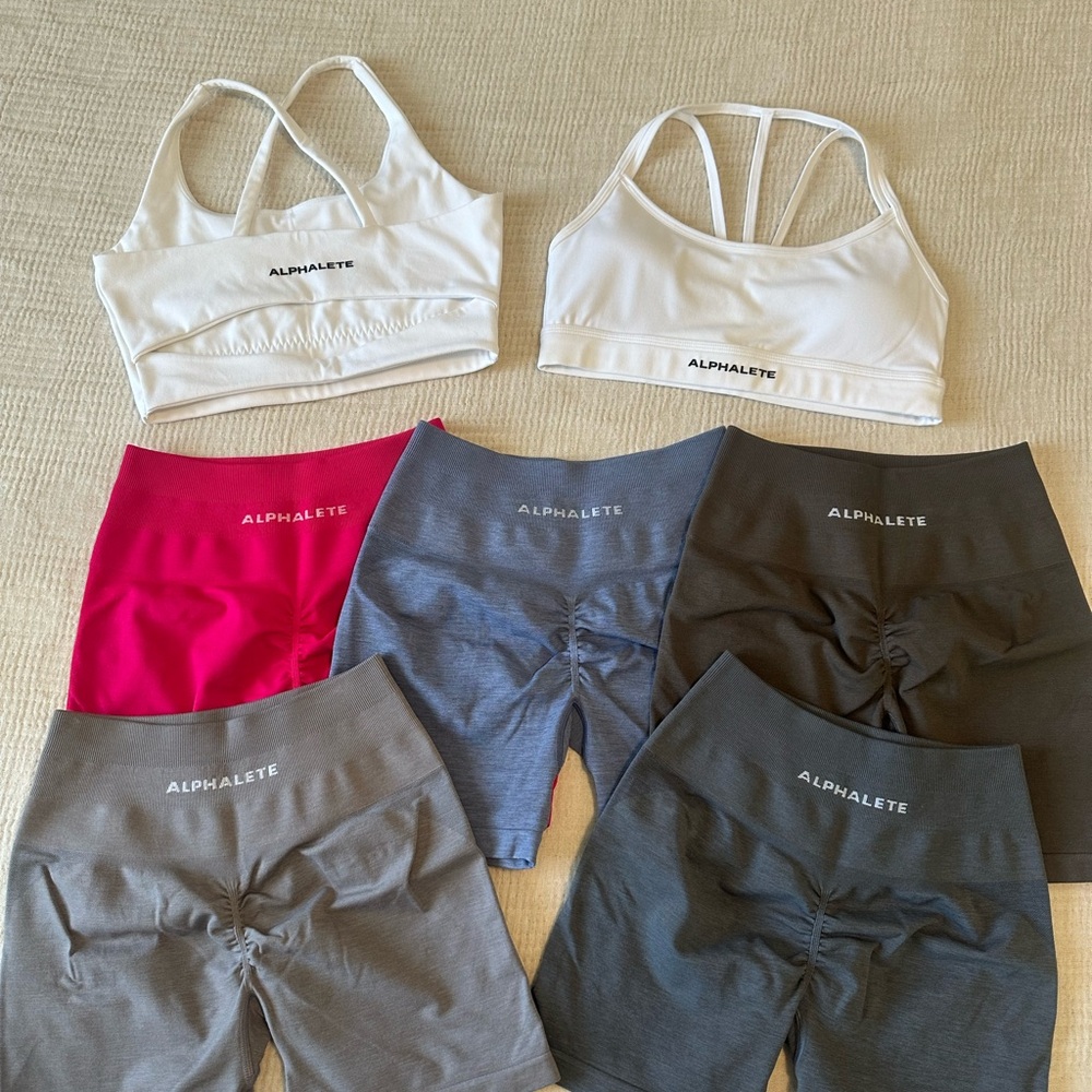 Alphalete Bundle White, Pink, French Blue, Mocha, Storm Grey, Titanium